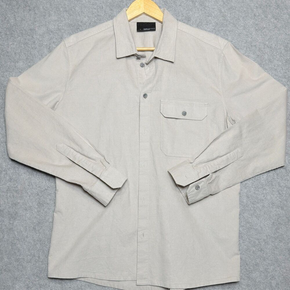 Alchemy Equipment Men’s Corduroy Shirt Large Organic Cotton Hemp Blend Stretch